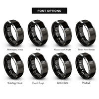 font options for inside engraving on black & silver compass ruler rings