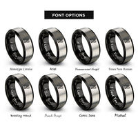 font options for inside engraving on black & silver compass ruler rings