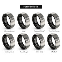 font options for inside engraving on black & gray compass ruler rings