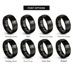 font options for inside engraving on black compass ruler rings