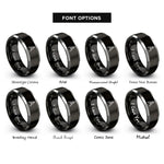 font options for inside engraving on black & silver compass scribe rings