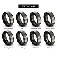 font options for inside engraving on black & grey compass star rings