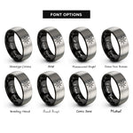 font options for inside engraving on black & grey compass star rings