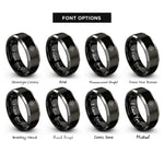 font options for inside engraving on black & grey compass star rings