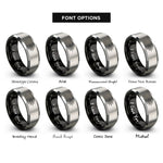 font options for inside engraving on black & gray compass star rings