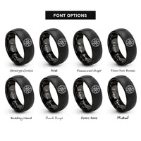 font options for inside engraving on black compass star rings