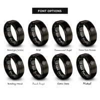 font options for inside engraving on black compass star rings