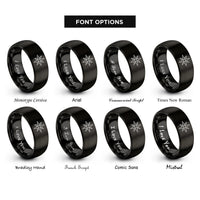 font options for inside engraving on black compass star rings