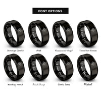font options for inside engraving on black compass star rings