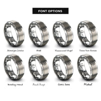 font options for inside engraving on grey compass star rings