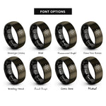 font options for inside engraving on gunmetal & black compass star rings