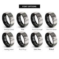 font options for inside engraving on black & silver composer silhouette rings