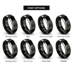 font options for inside engraving on black & silver composer silhouette rings