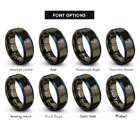font options for inside engraving on gunmetal & blue composting icon rings