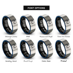 font options for inside engraving on black & blue & silver compound archer draw rings