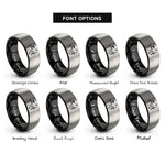 font options for inside engraving on black & grey compound archer draw rings