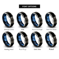 font options for inside engraving on black & blue & silver compound bow rings
