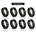 font options for inside engraving on black & silver compound bow rings