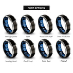 font options for inside engraving on black & blue & grey compressed gas cylinder rings