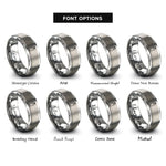 font options for inside engraving on silver compressed gas cylinder rings