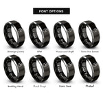font options for inside engraving on black & silver computer mouse rings