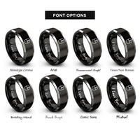 font options for inside engraving on black & silver computer mouse rings