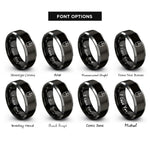 font options for inside engraving on black & silver computer mouse rings