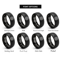 font options for inside engraving on black concentric circles rings
