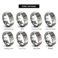 font options for inside engraving on gray concentric circles rings
