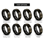 font options for inside engraving on gunmetal & black concentric circles rings