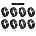 font options for inside engraving on black concentric rings rings