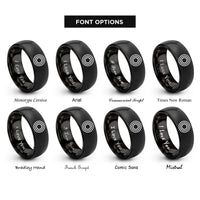 font options for inside engraving on black concentric rings rings