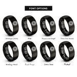 font options for inside engraving on black concentric rings rings