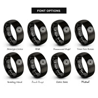 font options for inside engraving on black concentric rings rings