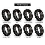 font options for inside engraving on black concentric rings rings