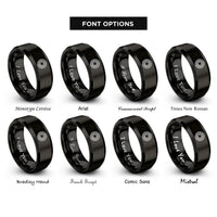 font options for inside engraving on black concentric rings rings