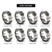font options for inside engraving on grey concentric rings rings