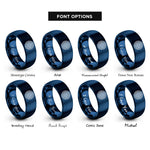 font options for inside engraving on blue concentric traces rings