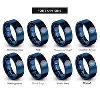 font options for inside engraving on blue concentric traces rings