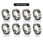 font options for inside engraving on gray concentric traces rings