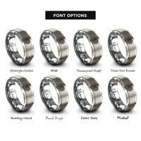 font options for inside engraving on gray concentric traces rings