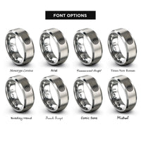 font options for inside engraving on silver concentric traces rings