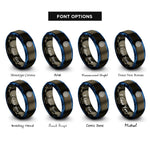 font options for inside engraving on gunmetal & blue concentric traces rings