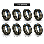 font options for inside engraving on gunmetal & blue concentric traces rings