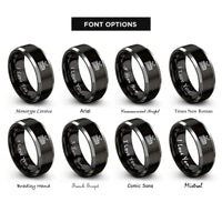 font options for inside engraving on black & silver concert glockenspiel mallets rings