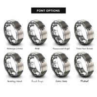 font options for inside engraving on gray concert glockenspiel mallets rings