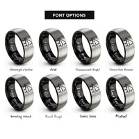 font options for inside engraving on black & gray concert grand rings