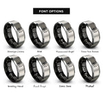 font options for inside engraving on black & silver concert grand rings