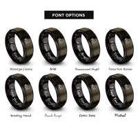 font options for inside engraving on gunmetal & black concert grand rings