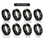 font options for inside engraving on black & silver concert soloist violin rings